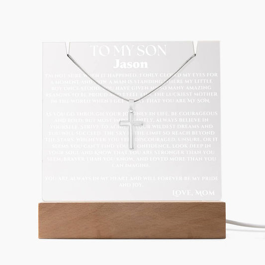 Acrylic Plaque and Necklace Gift Set For Your Son