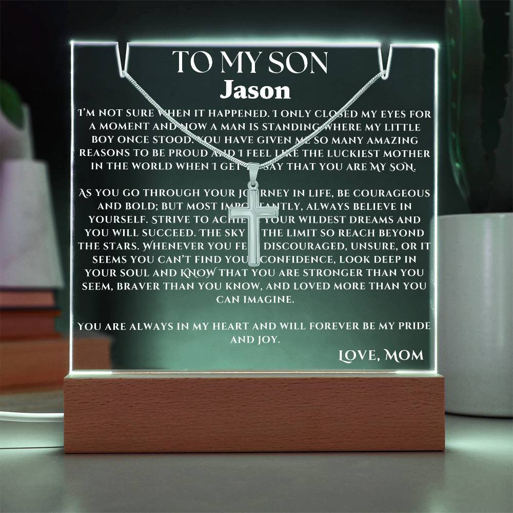 Acrylic Plaque and Necklace Gift Set For Your Son