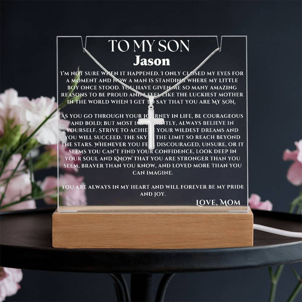 Acrylic Plaque and Necklace Gift Set For Your Son