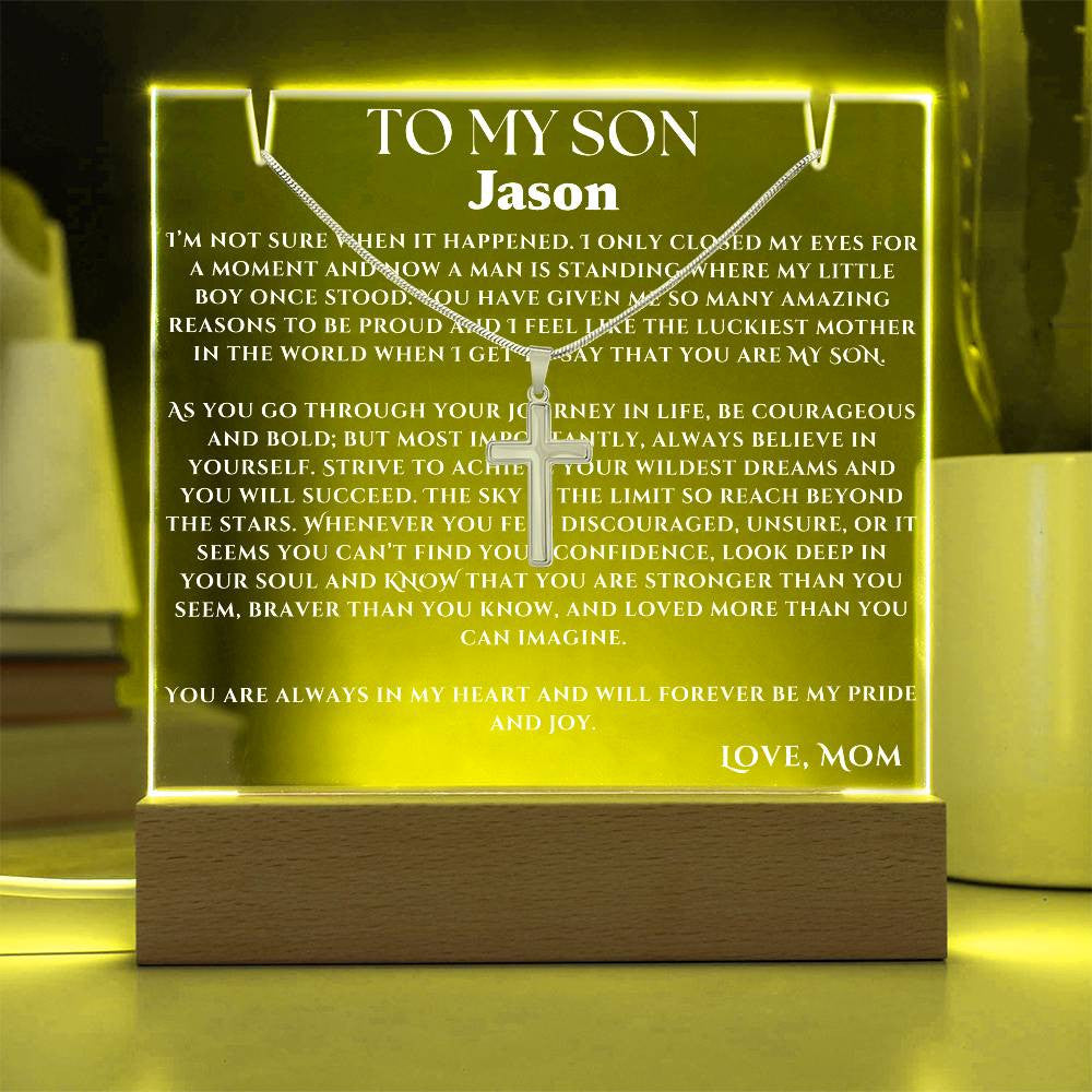 Acrylic Plaque and Necklace Gift Set For Your Son