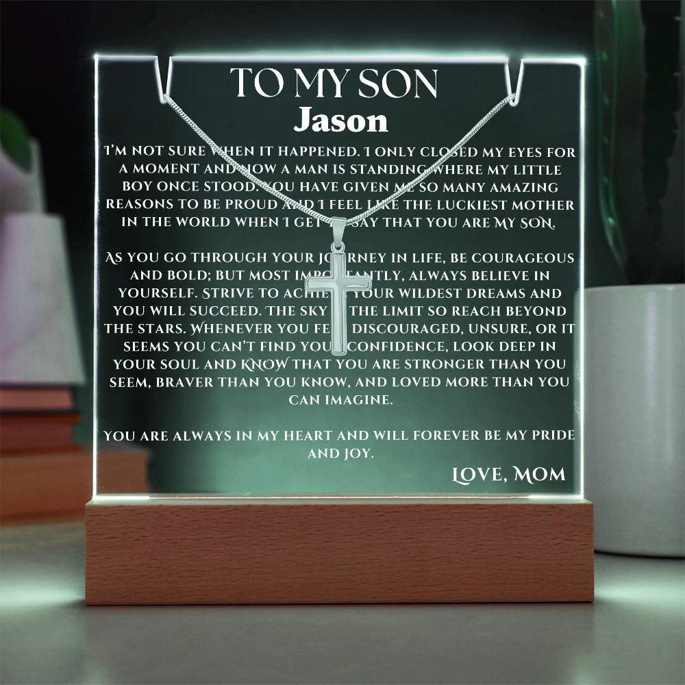 Acrylic Plaque and Necklace Gift Set For Your Son