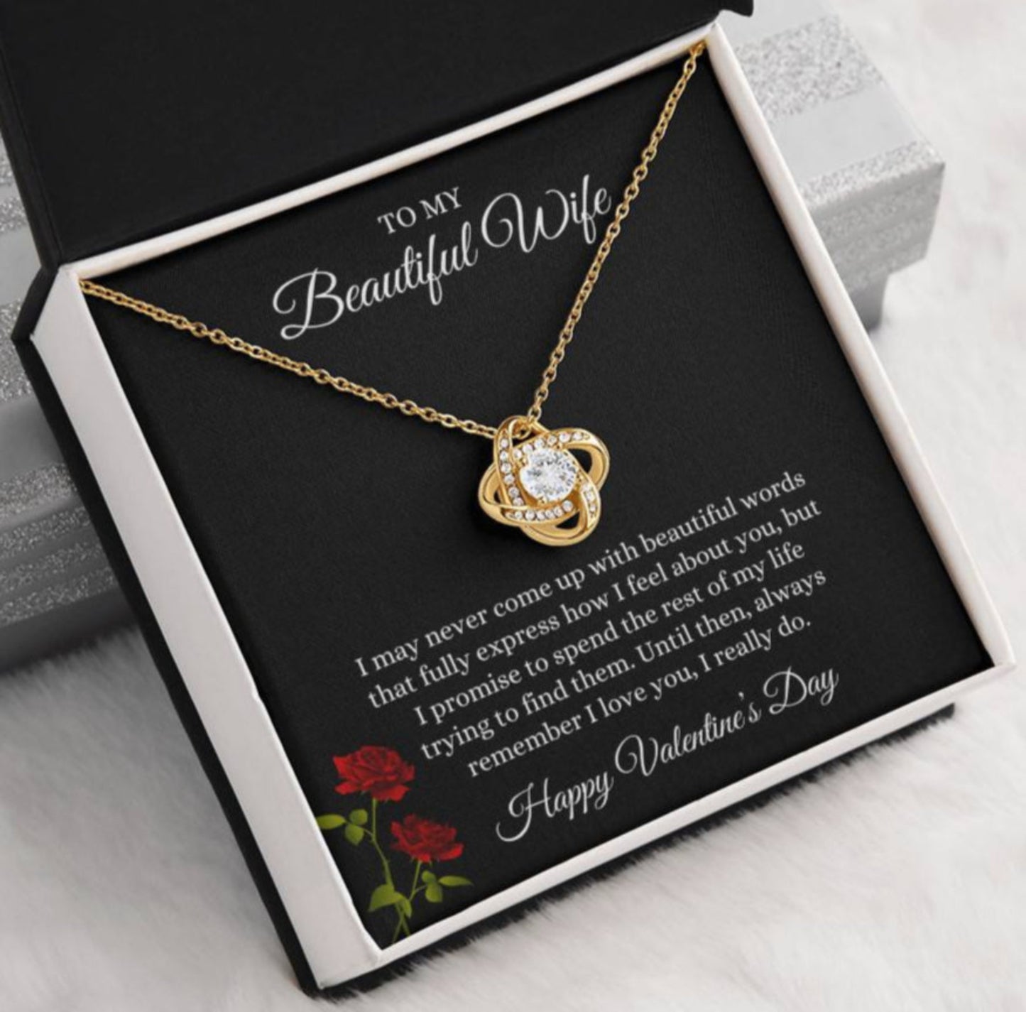 Love Knot Necklace and Valentine's Day Message for Your Beautiful Wife