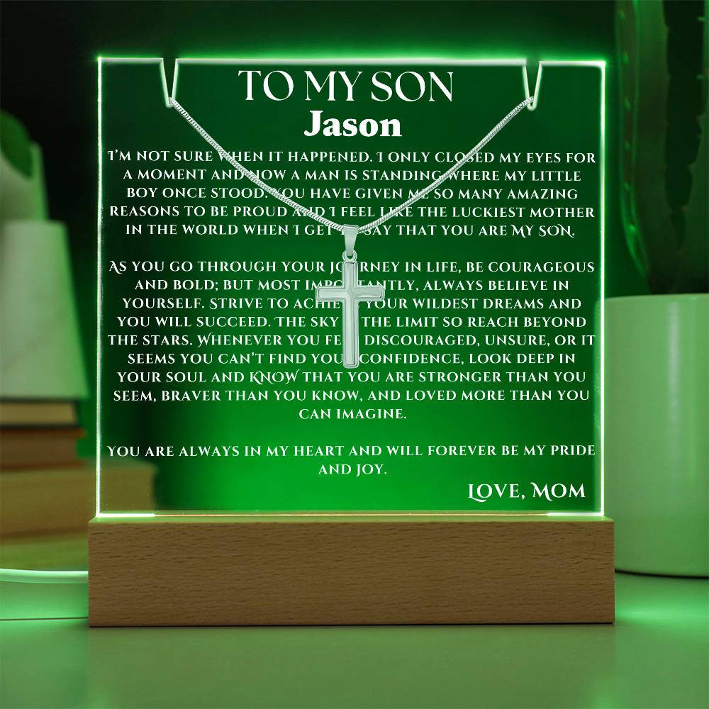 Acrylic Plaque and Necklace Gift Set For Your Son