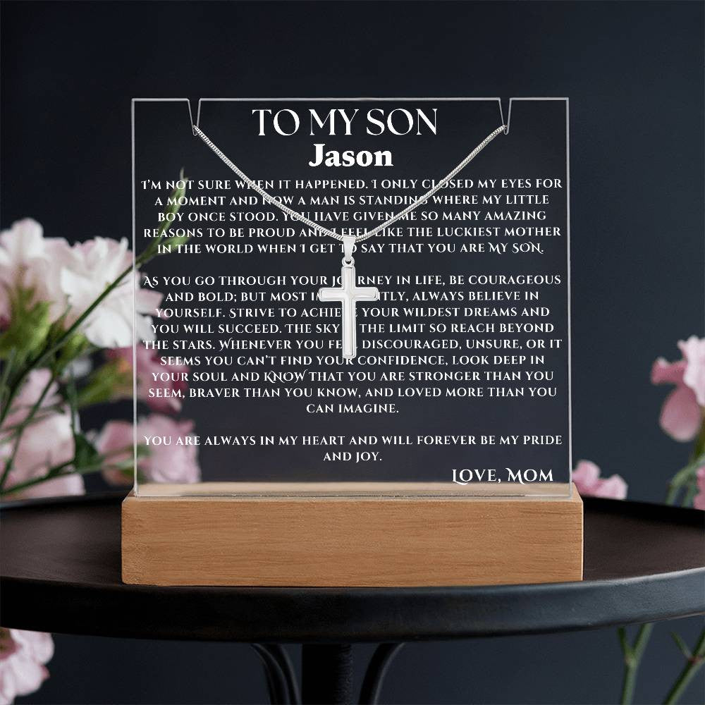 Acrylic Plaque and Necklace Gift Set For Your Son