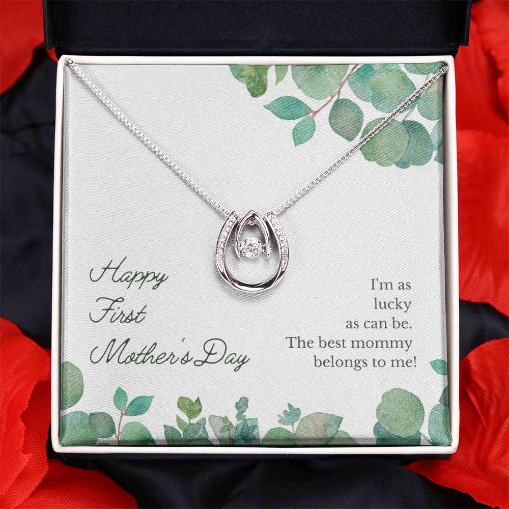 Lucky Necklace Dipped in White Gold Over Stainless Steel- Mother's Day Gift