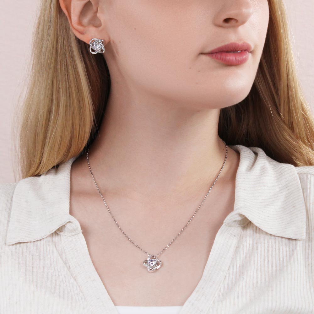 Love Knot Necklace and Earring Set - I Can't Live Without You