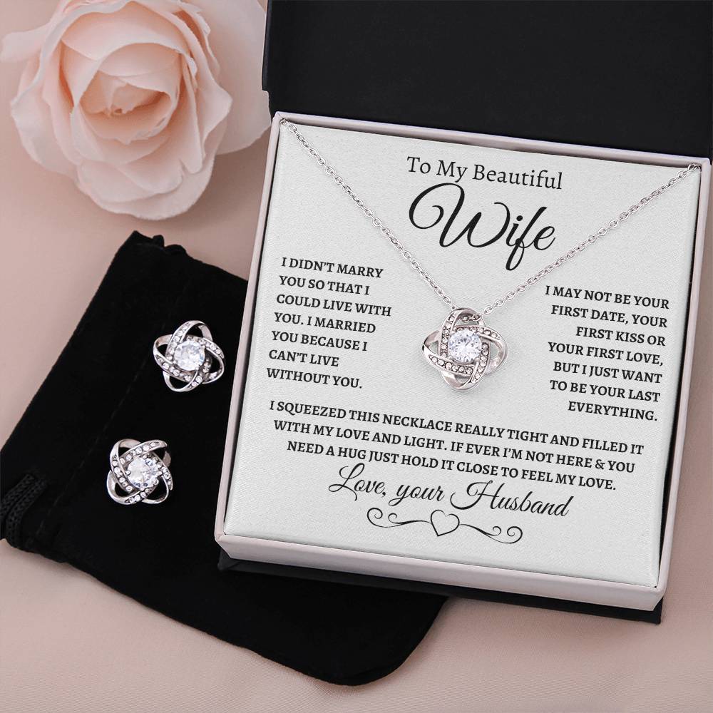 Love Knot Necklace and Earring Set - I Can't Live Without You