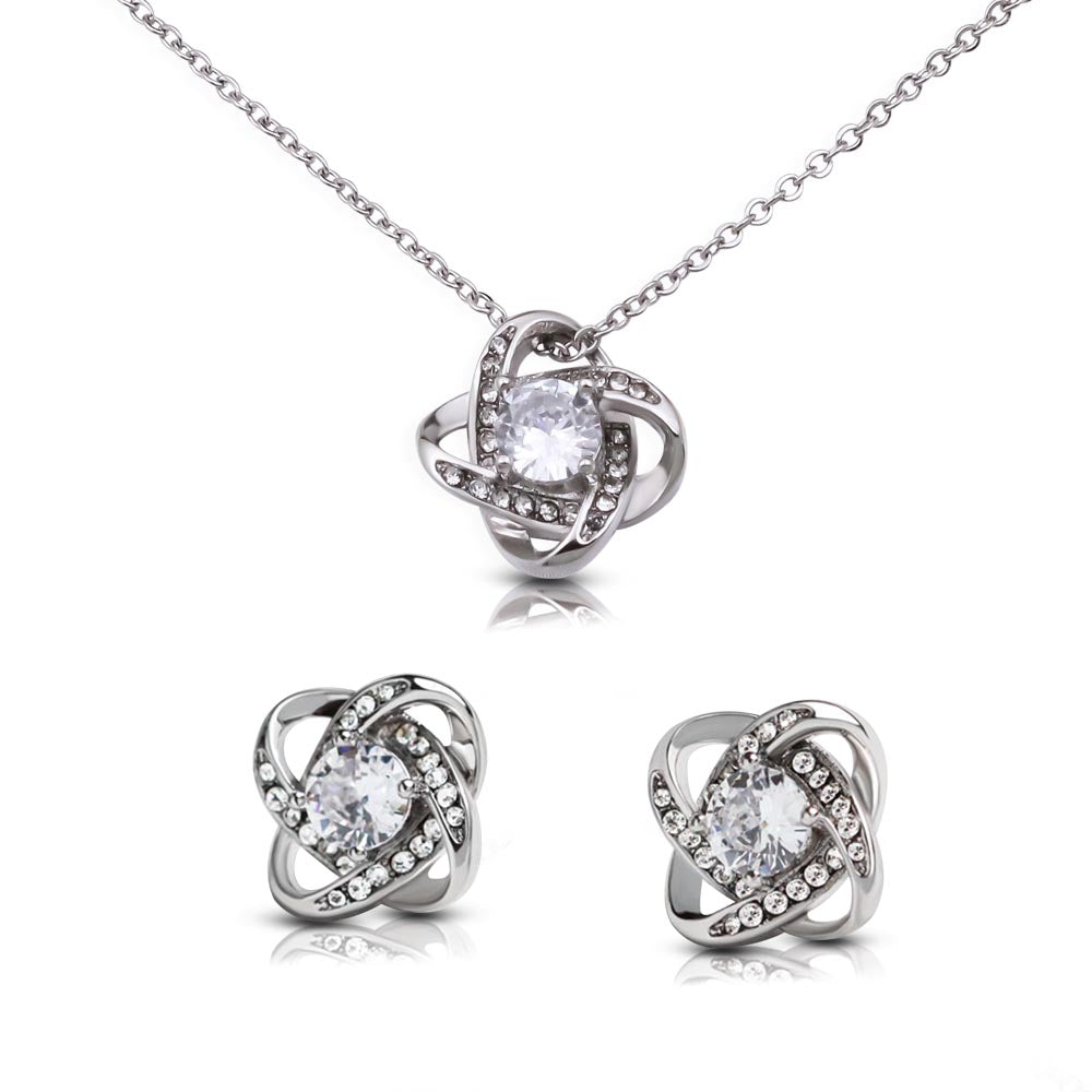 Love Knot Necklace and Earring Set - I Can't Live Without You