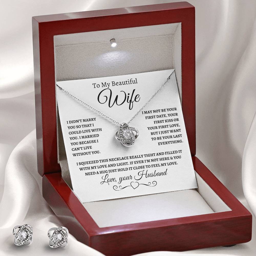 Love Knot Necklace and Earring Set - I Can't Live Without You