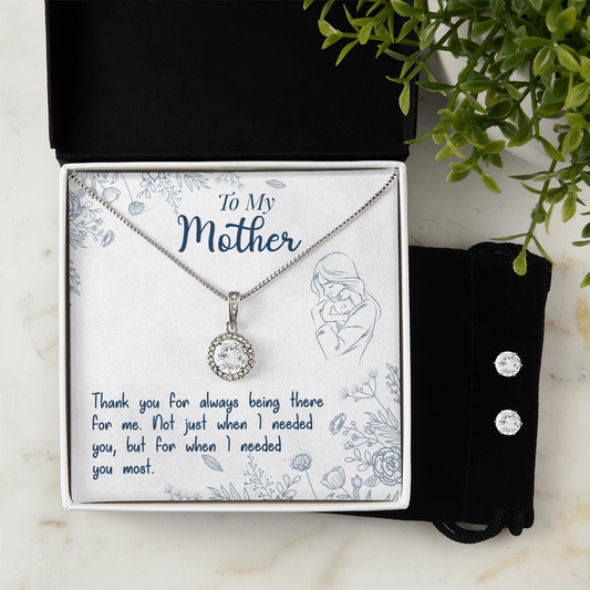 Eternal Hope Necklace and Cubic Zirconia Earring Set - A "Thank You" to Mom for Always Being There