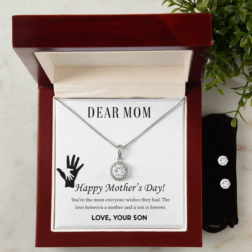 Eternal Hope Necklace and Cubic Zirconia Earring Set - A Mother's Day Gift from Son