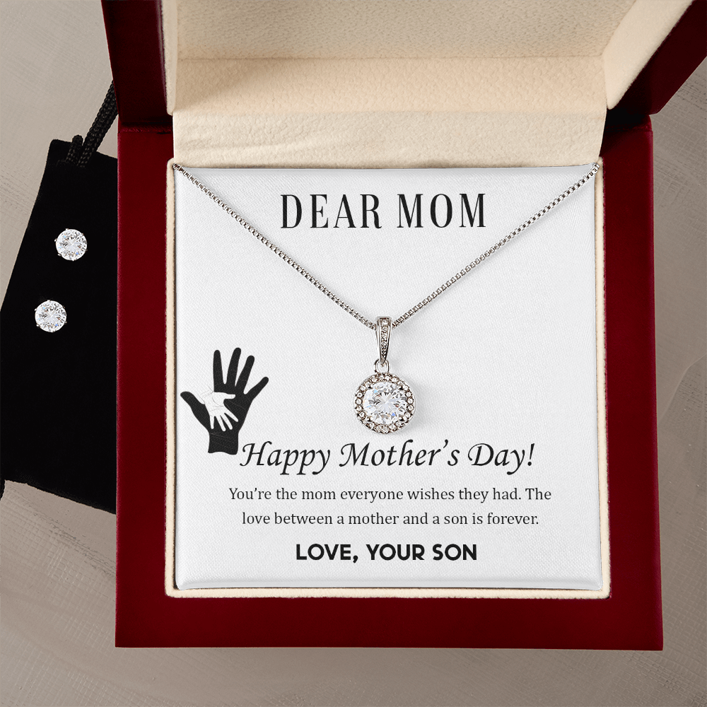 Eternal Hope Necklace and Cubic Zirconia Earring Set - A Mother's Day Gift from Son
