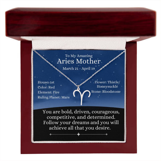 Zodiac Sign Necklace - Aries Mother - Night Blue Sky