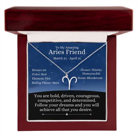 Zodiac Sign Necklace - Aries Friend - Night Blue Sky