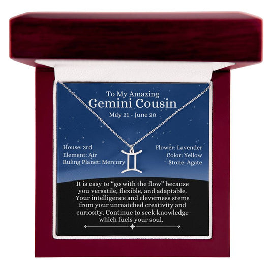 Zodiac Sign Necklace - Gemini - Cousin - Night Blue Sky
