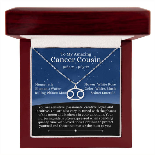 Zodiac Sign Necklace - Cancer - Cousin - Night Blue Sky
