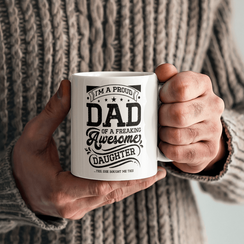 11 oz White Ceramic Mug I'm a Proud Dad