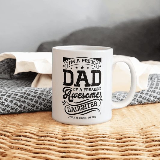 11 oz White Ceramic Mug I'm a Proud Dad