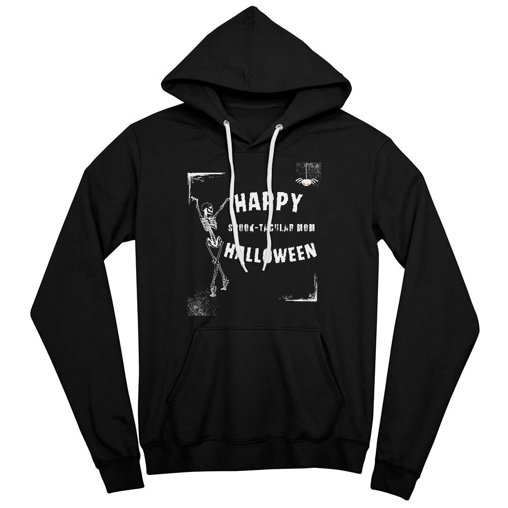 SPOOK-TACULAR MOM - BLACK or HEATHER HOODIE SWEATSHIRT WITH CURVED DESIGN