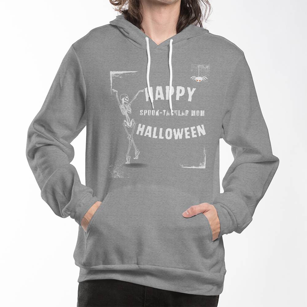 SPOOK-TACULAR MOM - BLACK or HEATHER HOODIE SWEATSHIRT WITH CURVED DESIGN