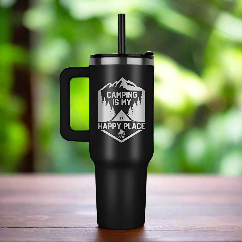40 oz Stainless Steel Tumbler Camping is My Happy Place
