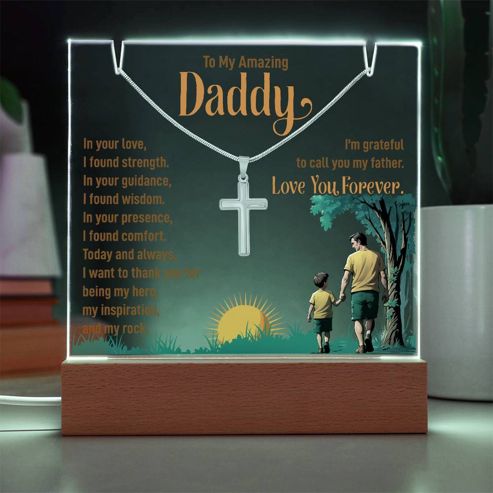 Acrylic Plaque and Necklace Gift Set- I'm Grateful to Call You My Father