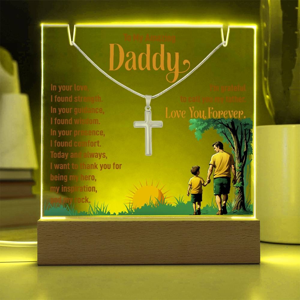 Acrylic Plaque and Necklace Gift Set- I'm Grateful to Call You My Father