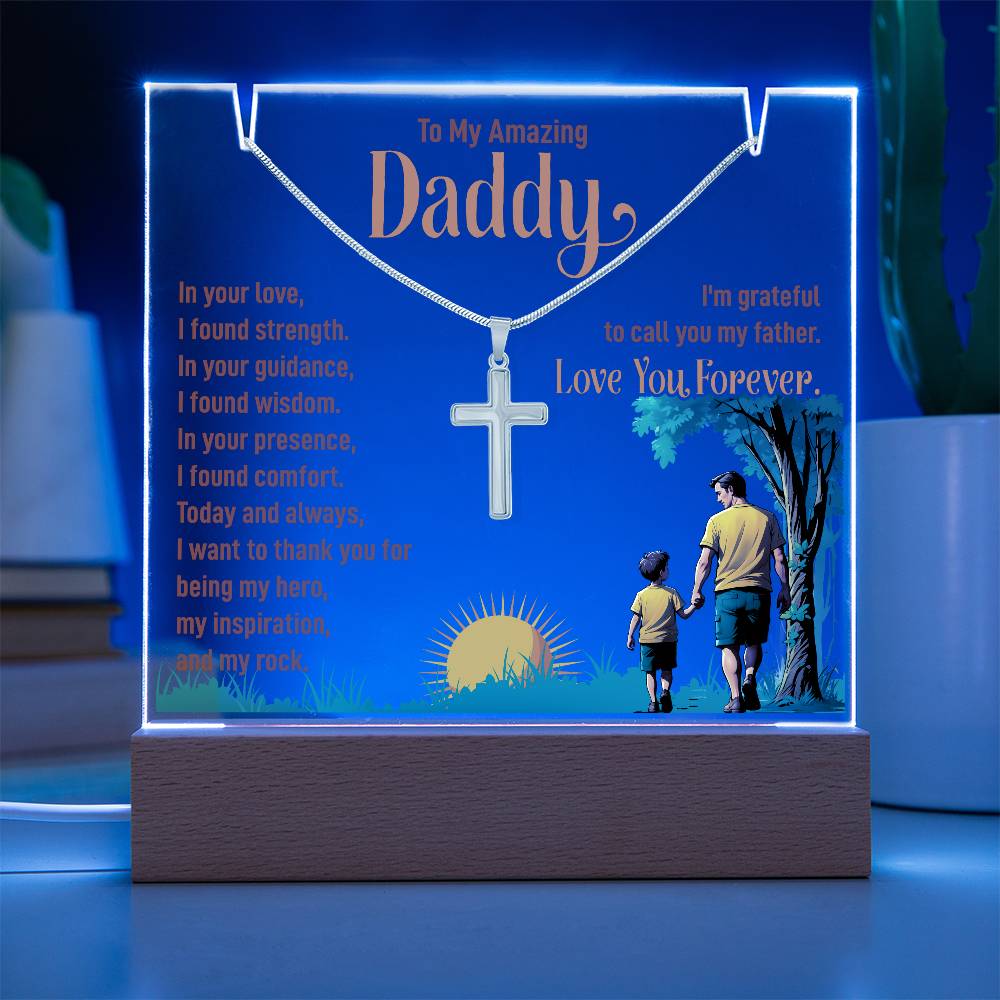 Acrylic Plaque and Necklace Gift Set- I'm Grateful to Call You My Father