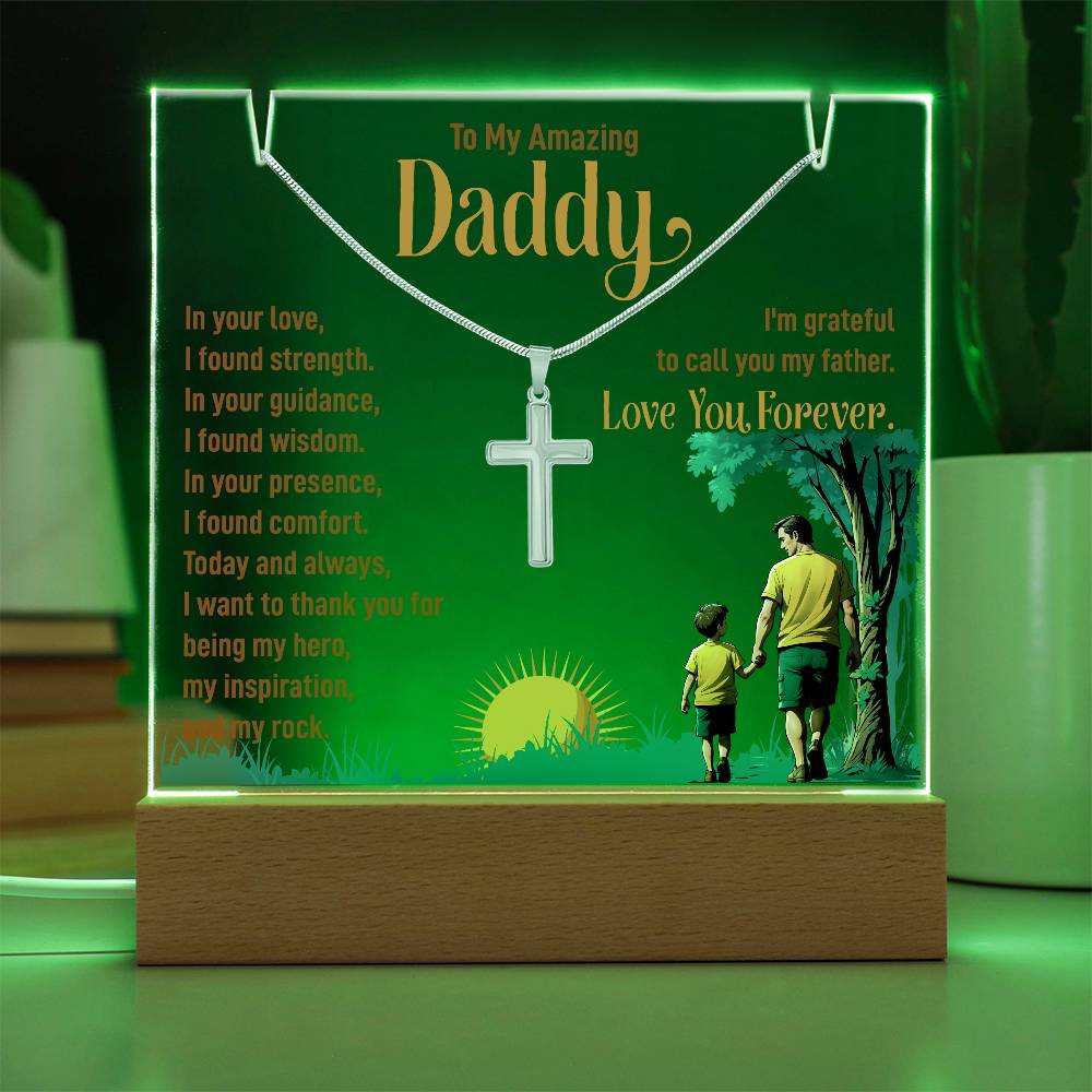 Acrylic Plaque and Necklace Gift Set- I'm Grateful to Call You My Father