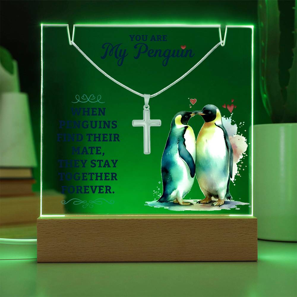 Necklace and Acrylic Plaque Gift Set - You Are My Penguin