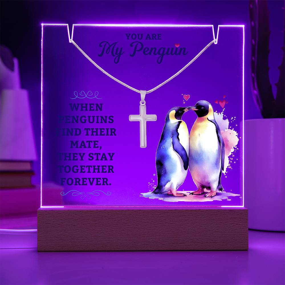 Necklace and Acrylic Plaque Gift Set - You Are My Penguin