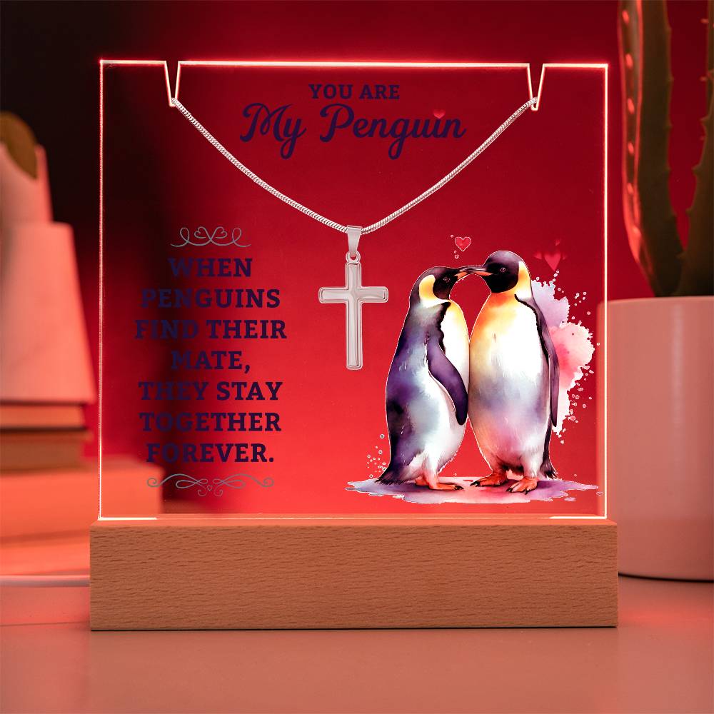 Necklace and Acrylic Plaque Gift Set - You Are My Penguin