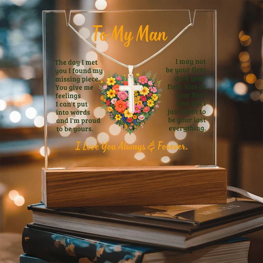 Necklace and Acrylic Plaque Gift Set - To My Man - The Day I Met You