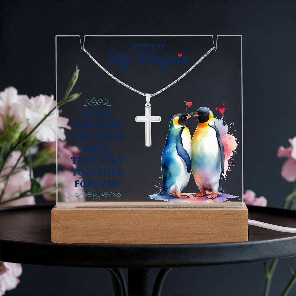 Necklace and Acrylic Plaque Gift Set - You Are My Penguin