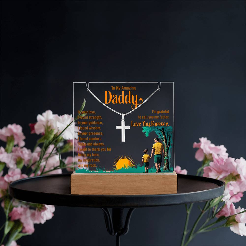 Acrylic Plaque and Necklace Gift Set- I'm Grateful to Call You My Father