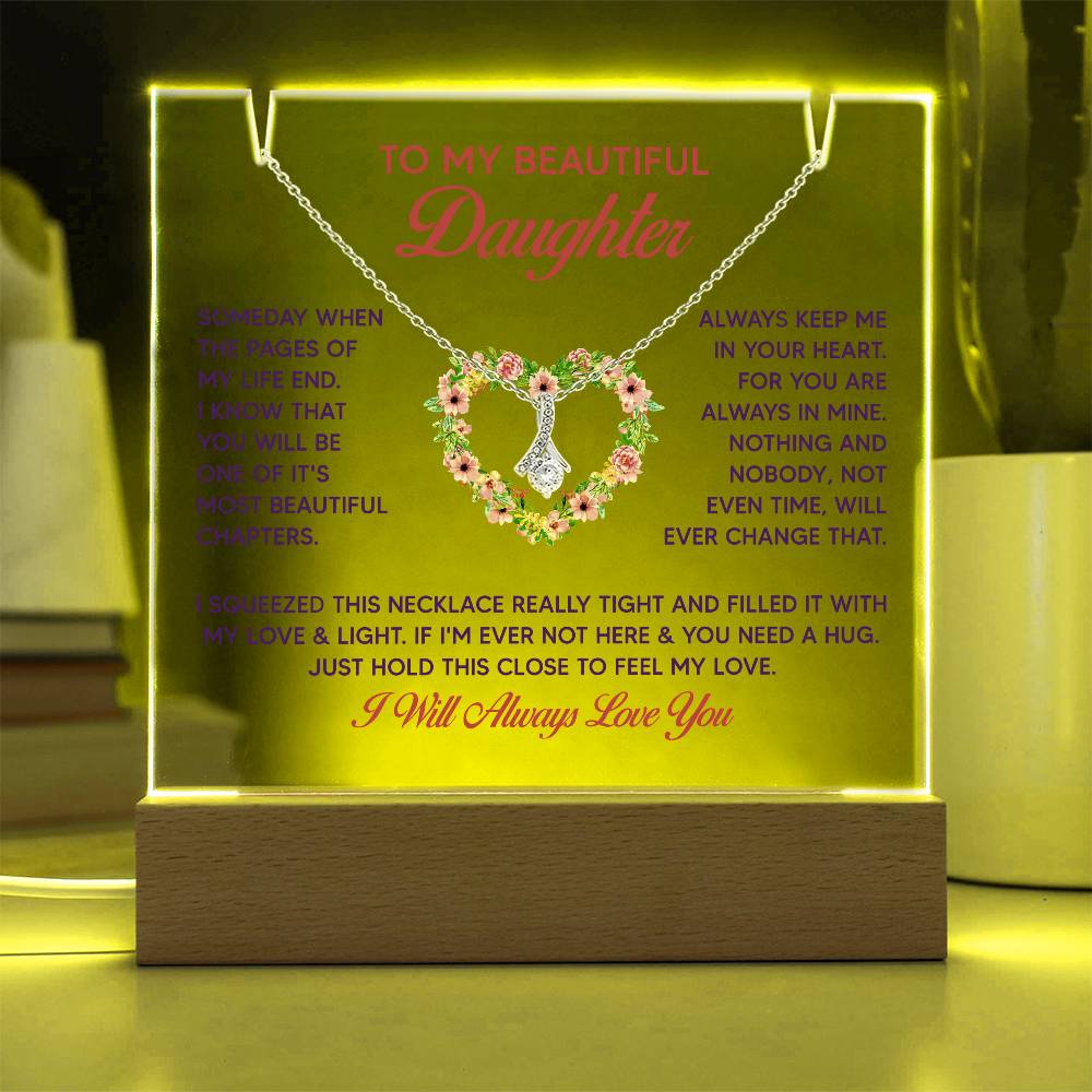 Acrylic Plaque and Necklace Gift Set - Daughter, Keep Me in Your Heart