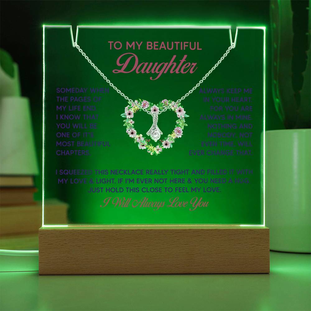Acrylic Plaque and Necklace Gift Set - Daughter, Keep Me in Your Heart
