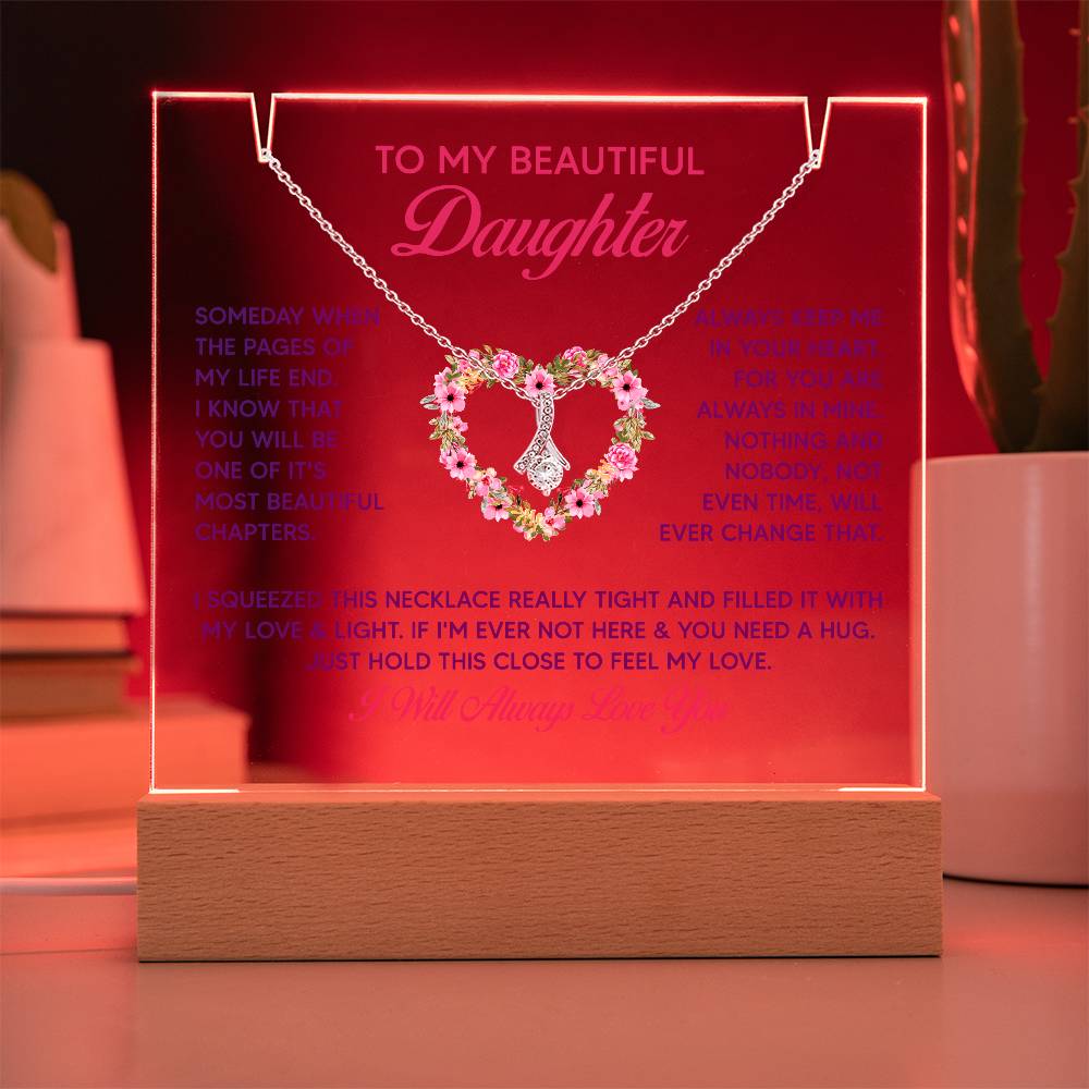 Acrylic Plaque and Necklace Gift Set - Daughter, Keep Me in Your Heart