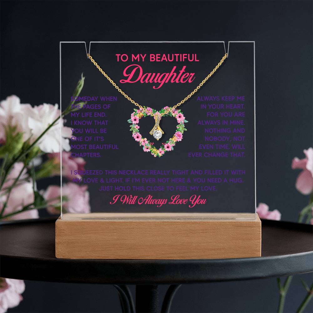 Acrylic Plaque and Necklace Gift Set - Daughter, Keep Me in Your Heart