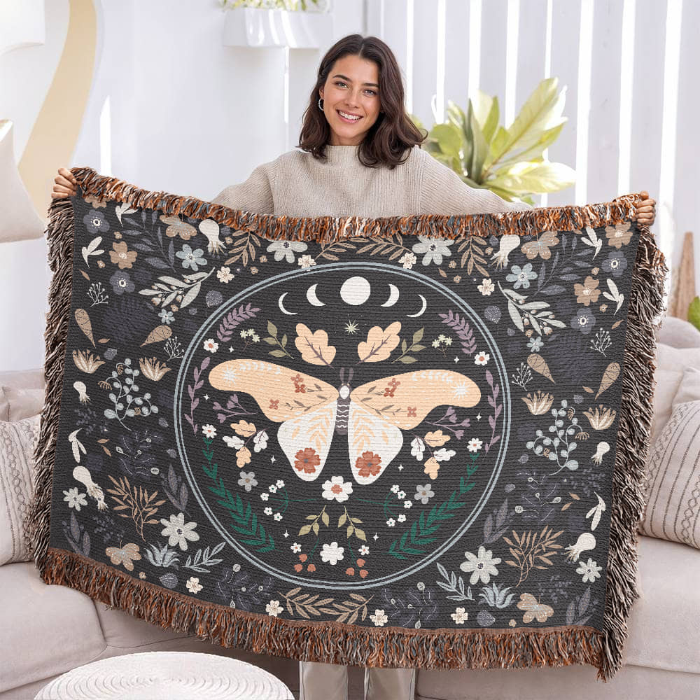 Heirloom Woven Blanket with Butterfly (Landscape/Horizontal)