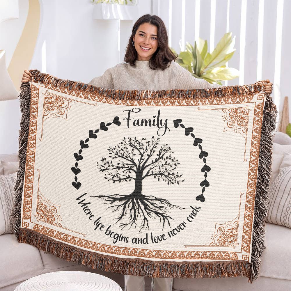 Heirloom Woven Blanket Family tree (Landscape/Horizontal)
