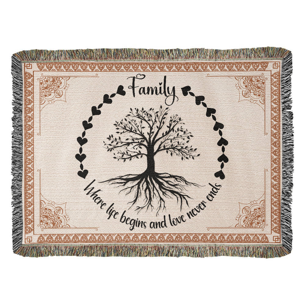 Heirloom Woven Blanket Family tree (Landscape/Horizontal)
