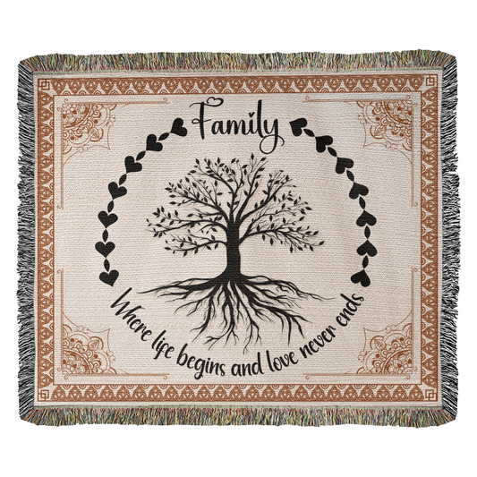 Heirloom Woven Blanket Family tree (Landscape/Horizontal)