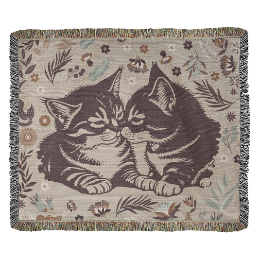 Heirloom Woven Blanket Cat Design (Landscape/Horizontal)