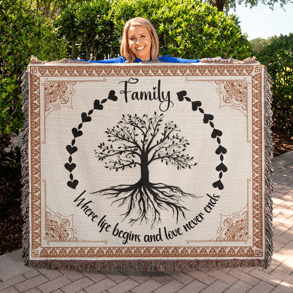 Heirloom Woven Blanket Family tree (Landscape/Horizontal)