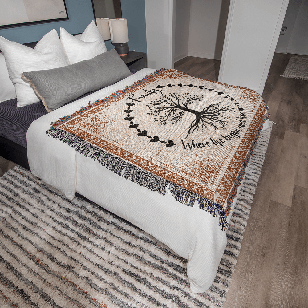 Heirloom Woven Blanket Family tree (Landscape/Horizontal)