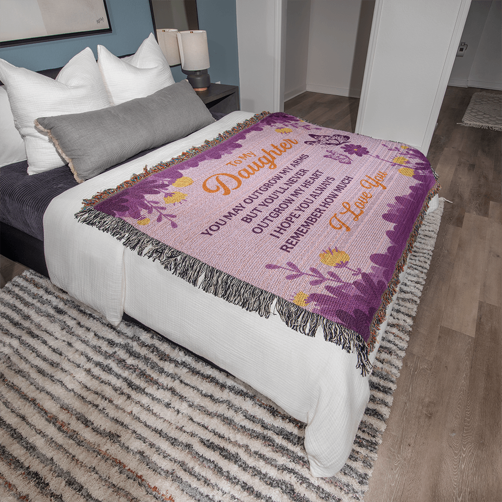 Heirloom Woven Blanket - To my daughter - you may outgrow my arms (horizontal/Landscape)