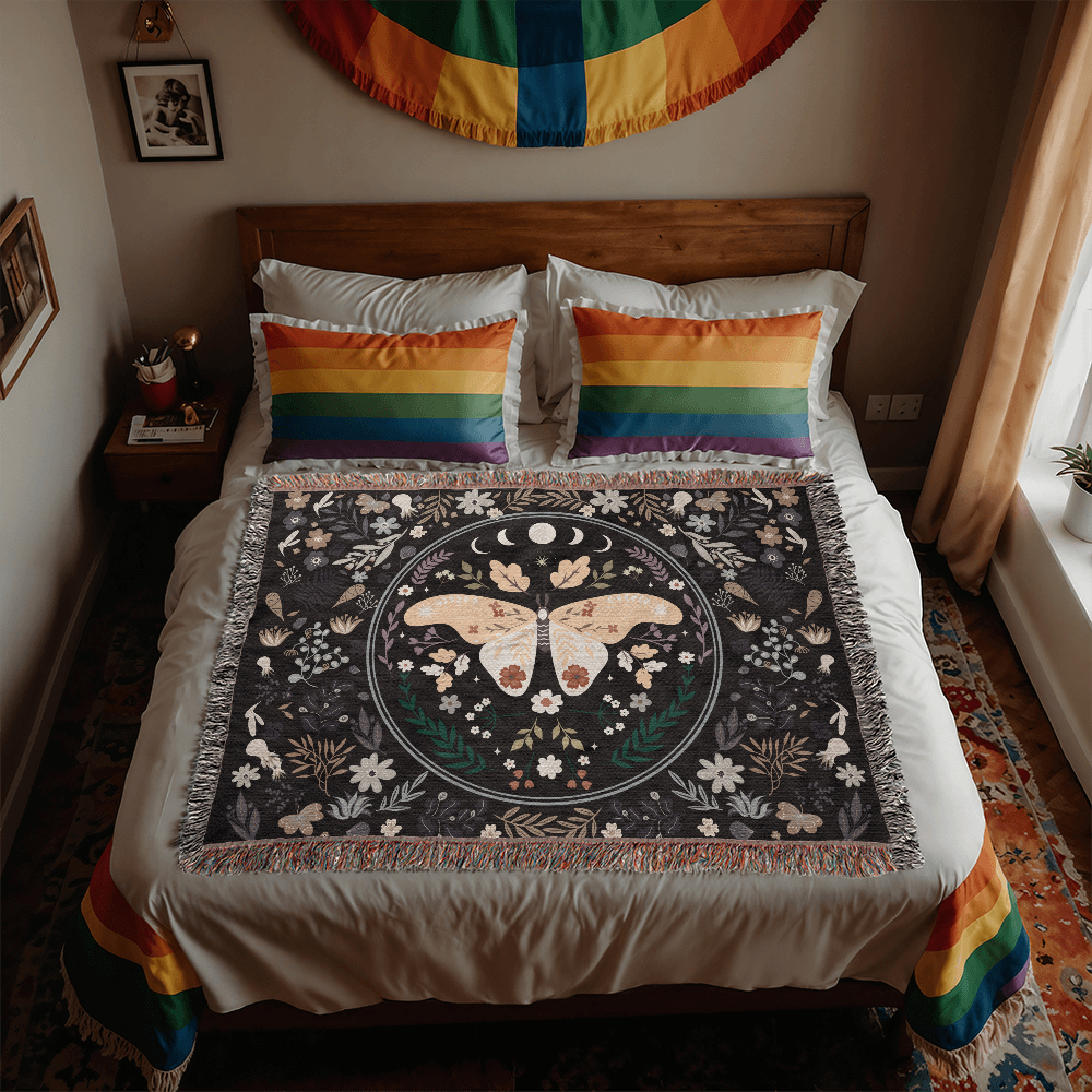 Heirloom Woven Blanket with Butterfly (Landscape/Horizontal)