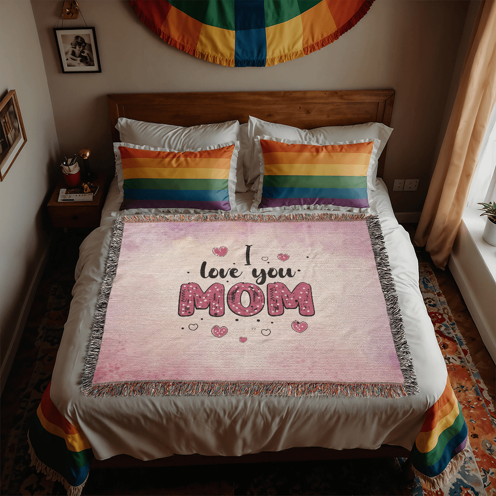 Heirloom Woven Blanket - I Love You Mom (Landscape/Horizonal)