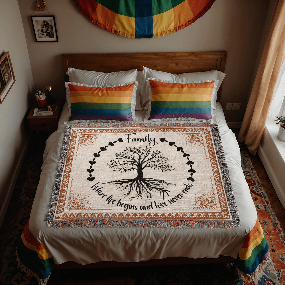 Heirloom Woven Blanket Family tree (Landscape/Horizontal)